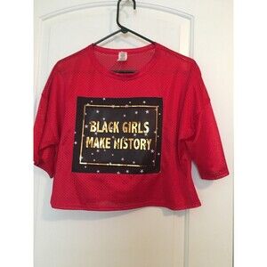 J & Sky Women's Size Jersey Top Short Sleeve Cropped Red